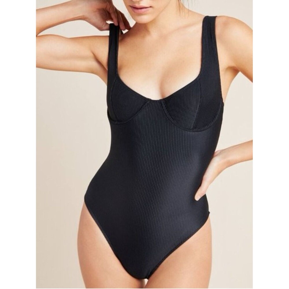 Faithfull the Brand Palais Underwire One-Piece Swimsuit Ribbed Large Black